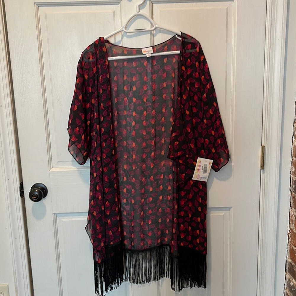 LulaRoe large monroe with black fringe